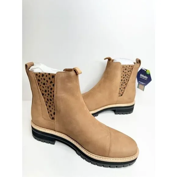 TOMS Dakota Chelsea Ankle Boots Size 9 Tan Animal Print Water Resistant Leather - Picture 3 of 7